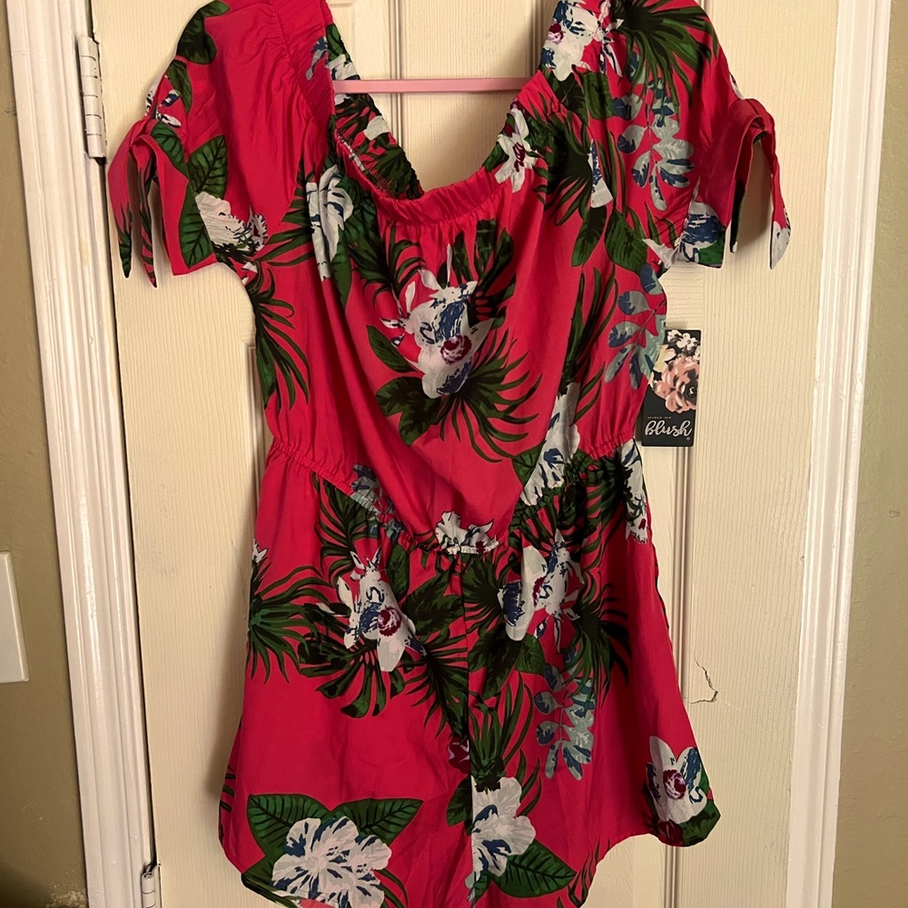 Floral hot pink romper